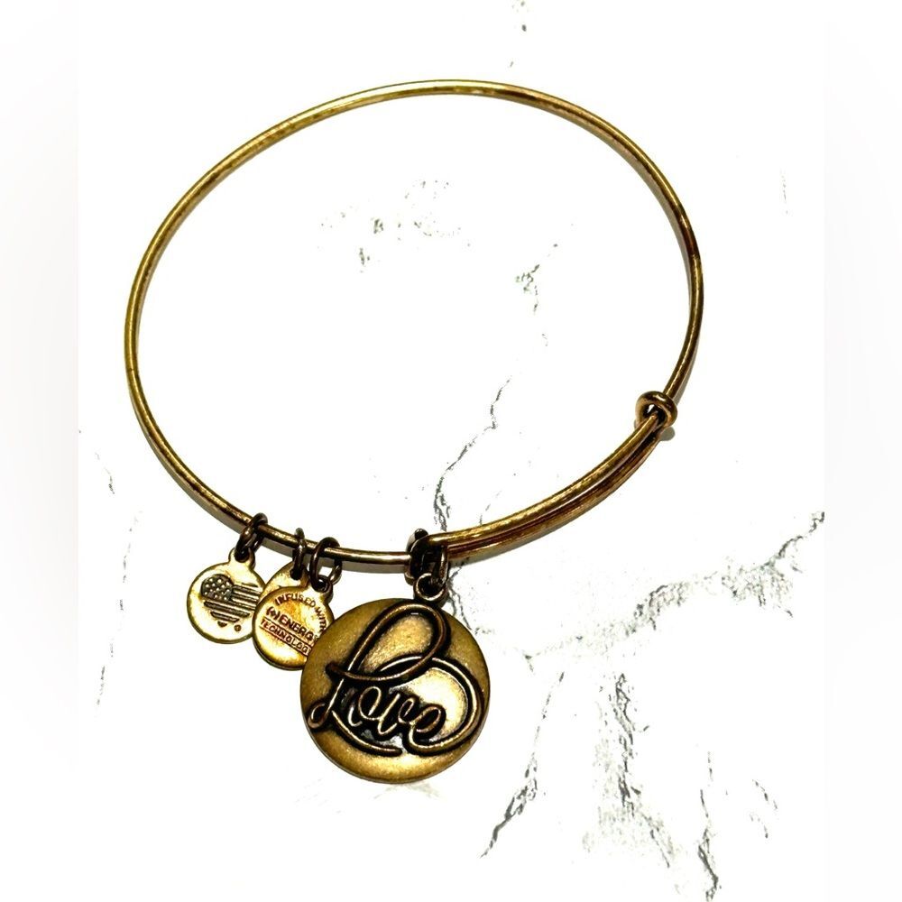 Alex And Ani Love Gold Bangle Retired, Rare Find